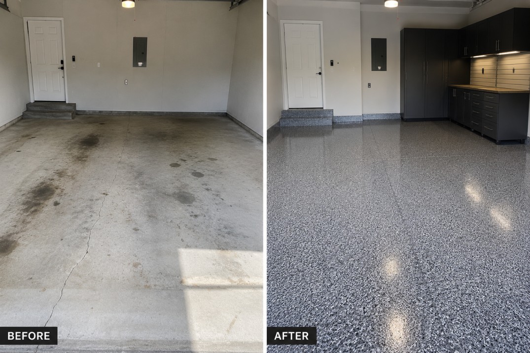 Garage floor coating transformation – Chattanooga, TN