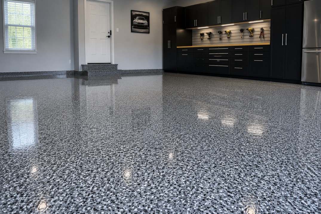 Garage epoxy coating before and after – Chattanooga