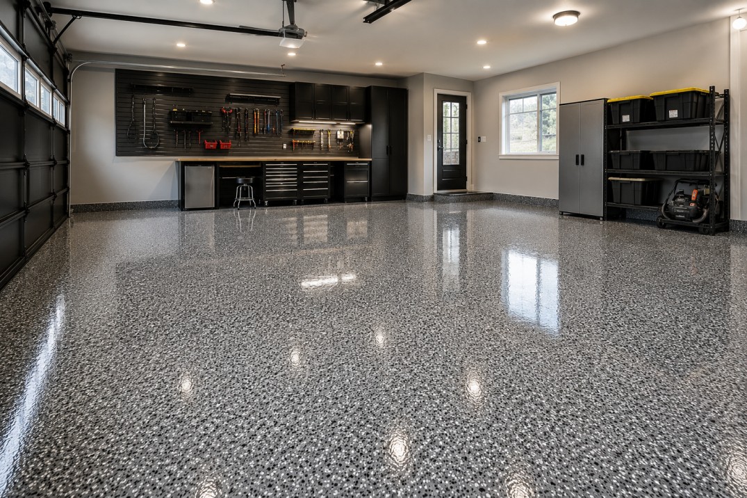 Finished epoxy garage floor coating – Chattanooga, TN